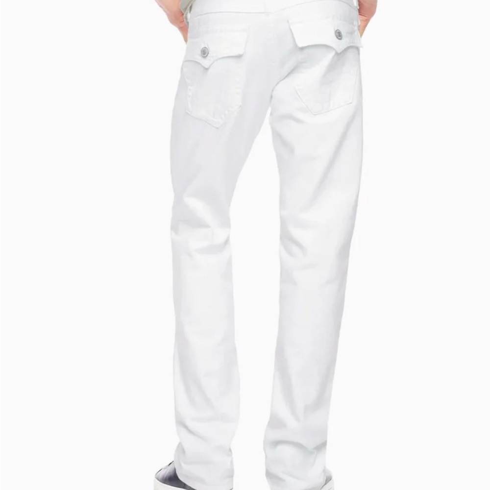 NWT $178 True Religion Sz 34 Ricky Straight Leg Relaxed White Denim Mens Jeans